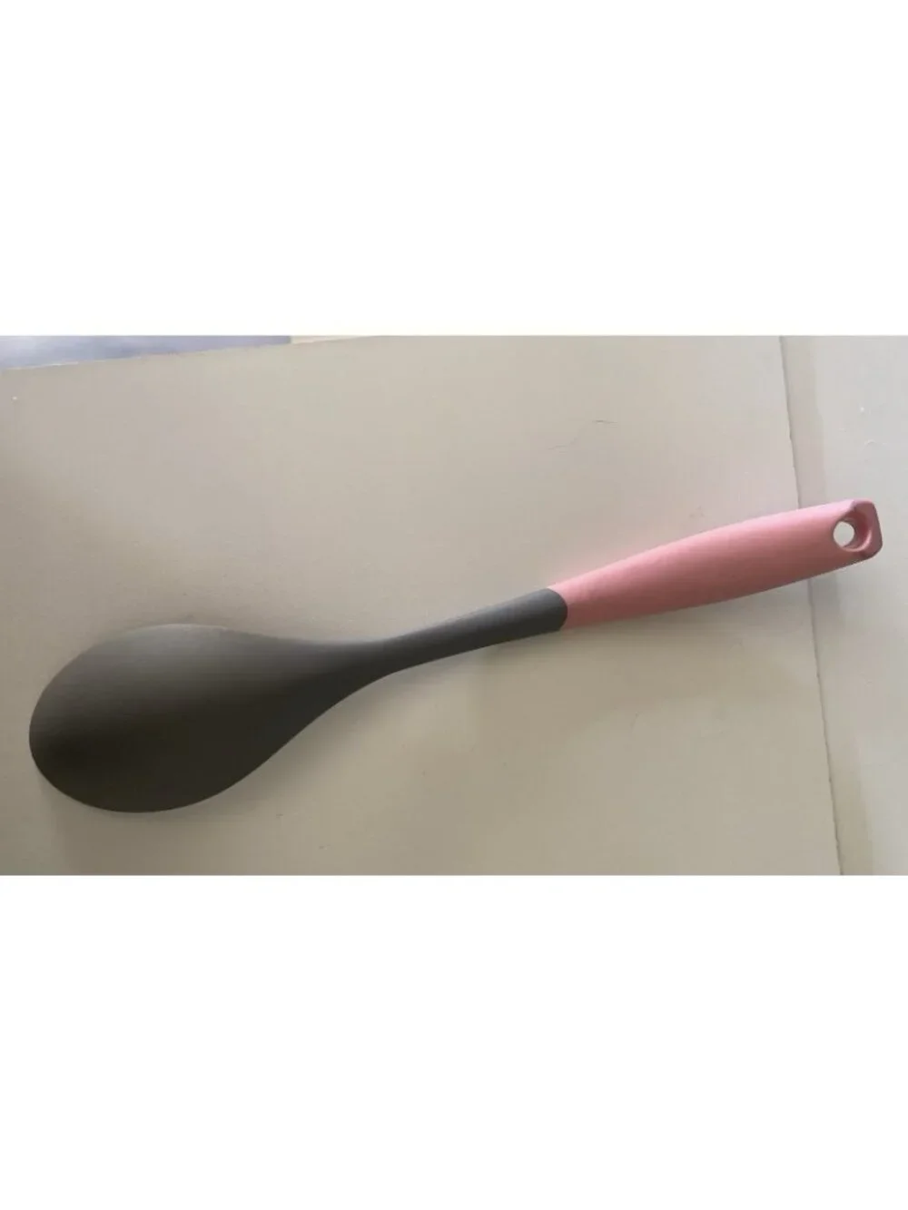 Cuisinart Pink And Gray Long Handled Nylon Soft Grip Cooking Serving Spoon